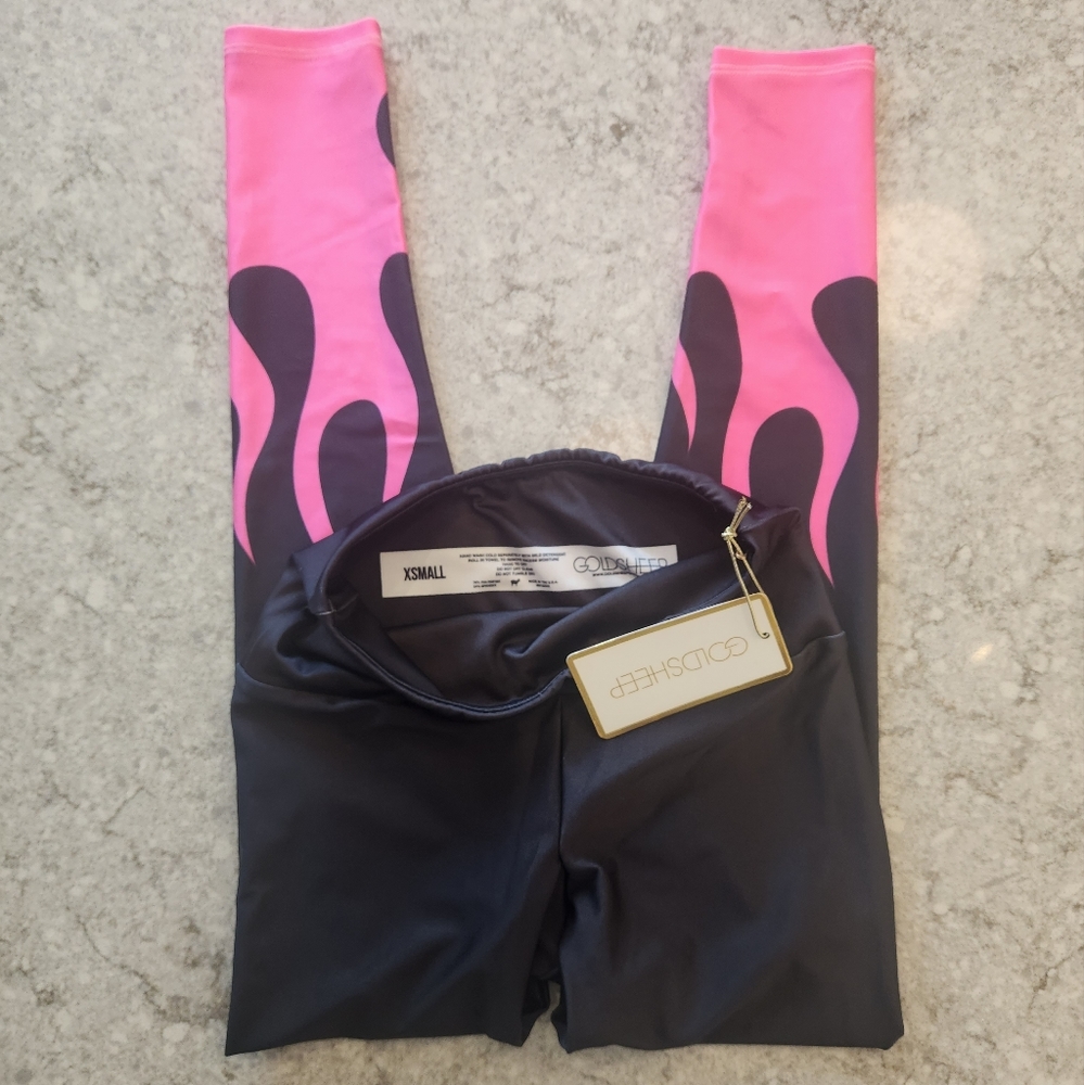 GOLSHEEP NEON PINK FLAME LEGGINGS